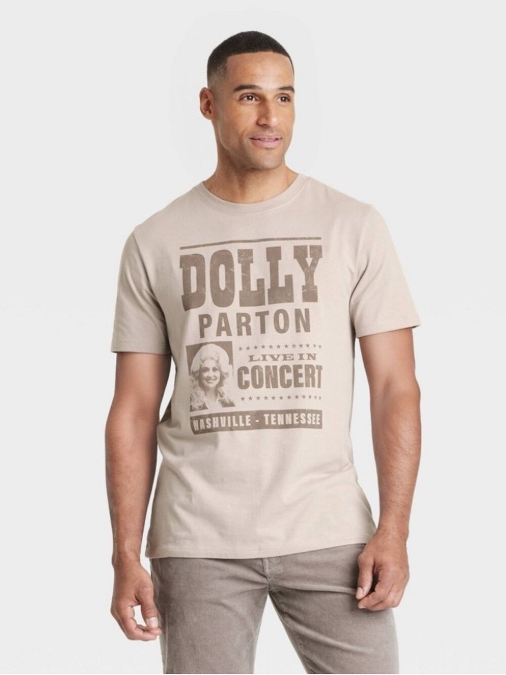 Dolly Parton Live In Concert Nashville Tennessee Graphic T-Shirt Tan Medium NWT